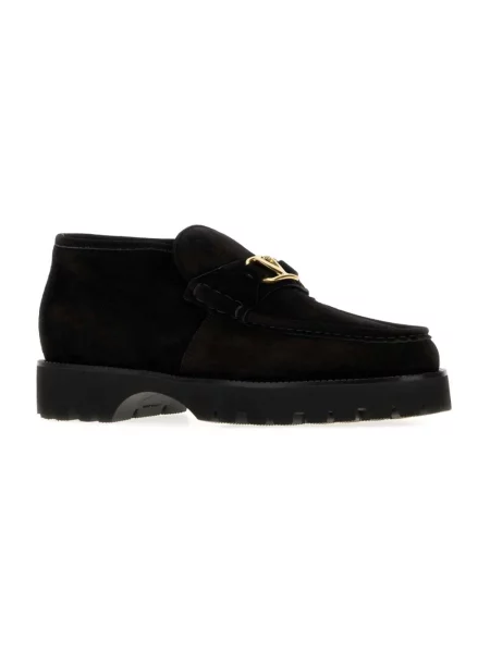 Lniane półbuty Valentino Garavani chunky czarne