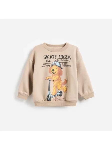 Reserved Mikina oversized s potiskem hnědá