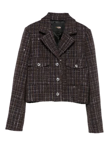 Sacou Maje cu paiete din tweed maro