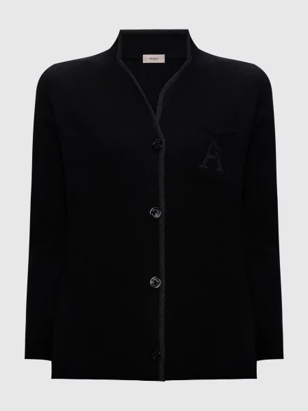Кардиган із кашеміру з вишивкою логотипа Agnona чорний
