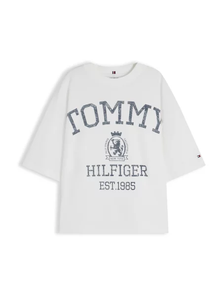 TOMMY HILFIGER Tricou VARSITY CREST opal alb