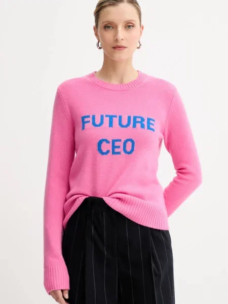 Шерстяной легкий свитер Max&co розовый