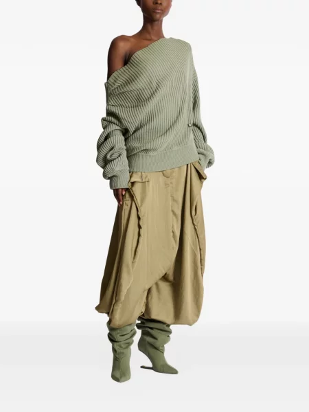 Pulover Balmain asimetric cu nervuri verde