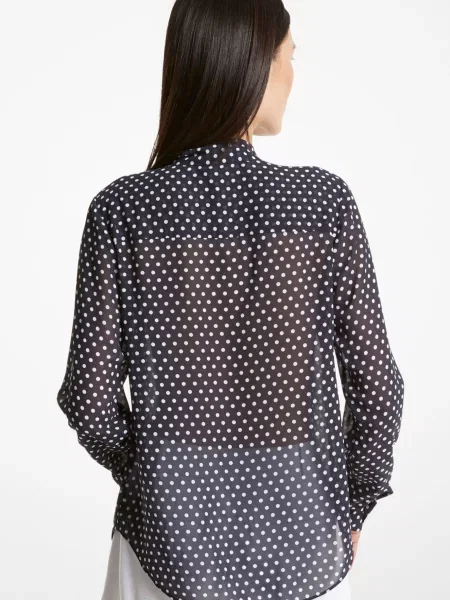 Блуза Michael Kors з бантом в горошок синя