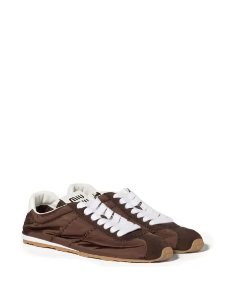 Sneakerși Miu Miu din piele de căprioară maro