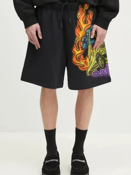 Šortky Marcelo Burlon County Flame Comfy Sweatshort Black Red černá