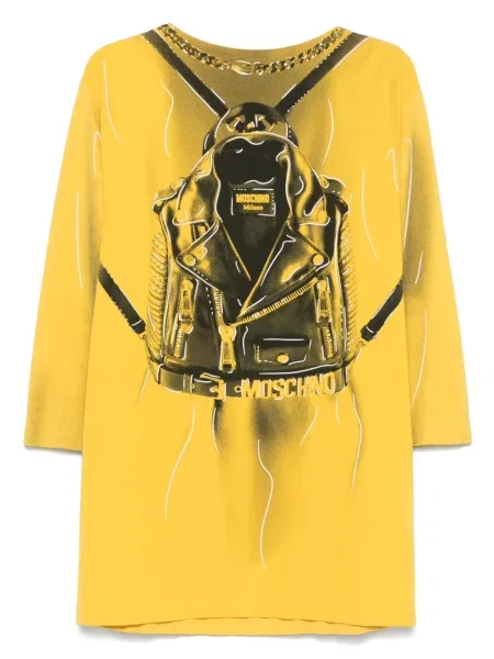 Oblekové grafický šaty Moschino Pre-owned s potiskem černé