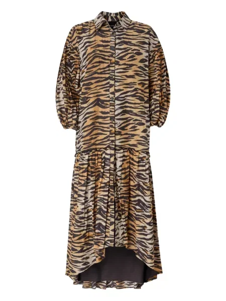 Sukienka midi Pinko z nadrukiem w tygrysie prążki do kolan