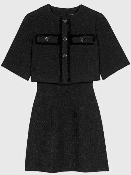 Твідова сукня Maje чорна
