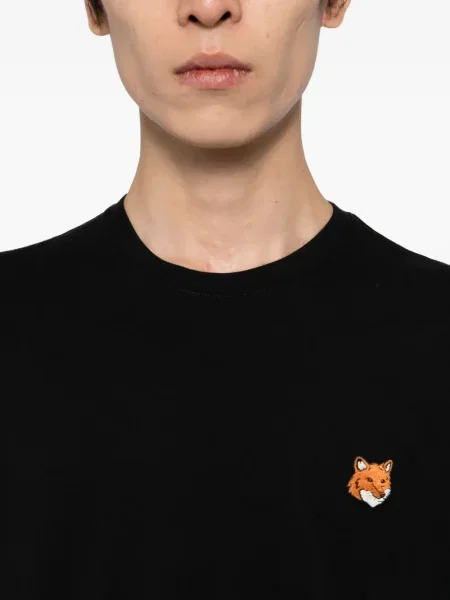 Tricou Maison Kitsune cu broderie negru