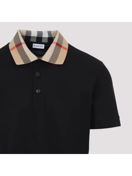 Koszulka polo Burberry z krótkim rękawem czarna