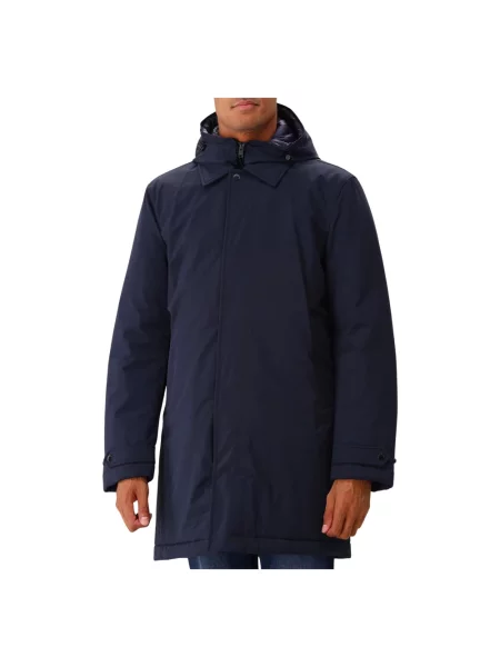 Płaszcz Woolrich z kapturem niebieski