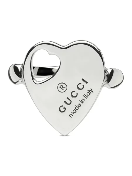 Pierścionek Gucci w serca z logo szary