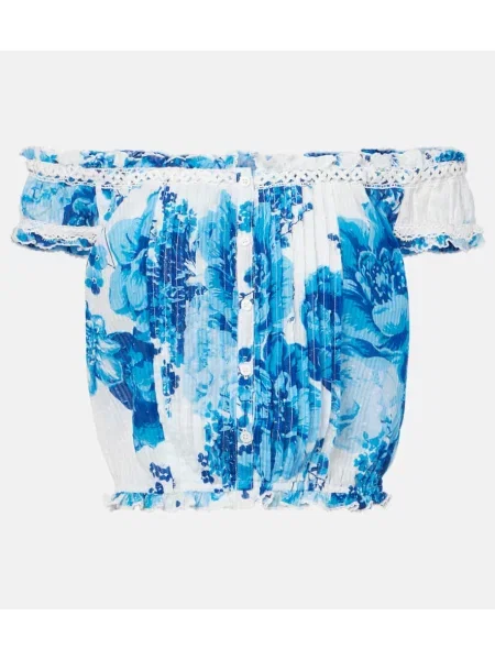Top Poupette St Barth cu model floral alb