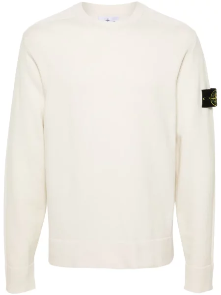 Pulover Stone Island de lână cu strasuri alb