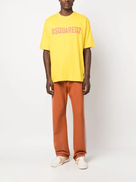 Tričko Dsquared2 s potiskem žluté