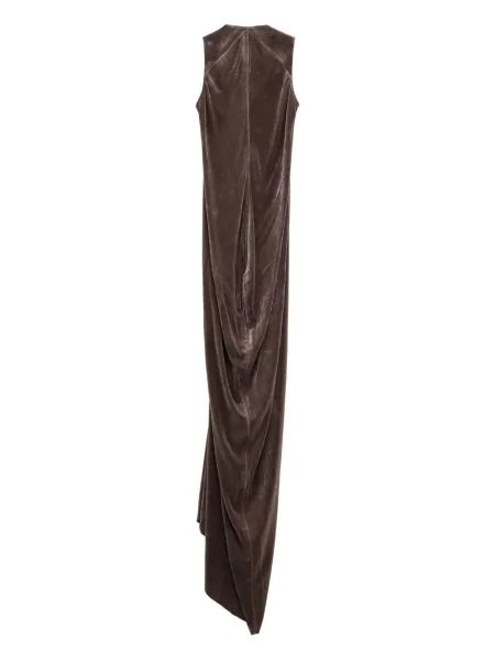Rochie Rick Owens de catifea drapată de costum maro
