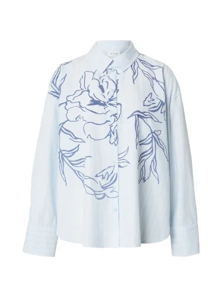 VILA Bluză VIFLORINA albastru deschis alb