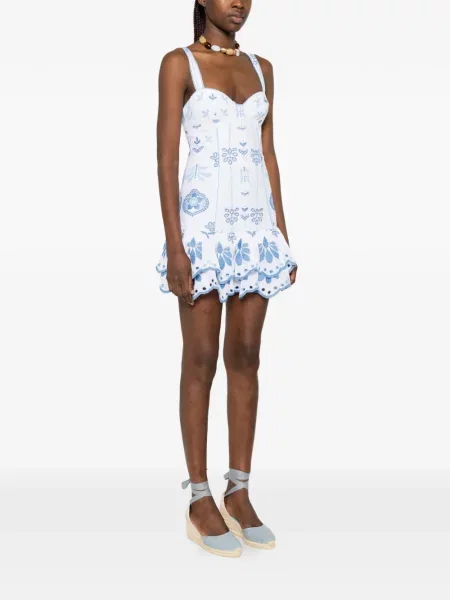Mini šaty Charo Ruiz Ibiza s výšivkou bílé