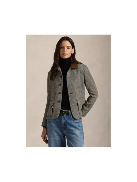 Żakiet o kroju slim fit z mieszanki wełny z z patką Polo Ralph Lauren czarna