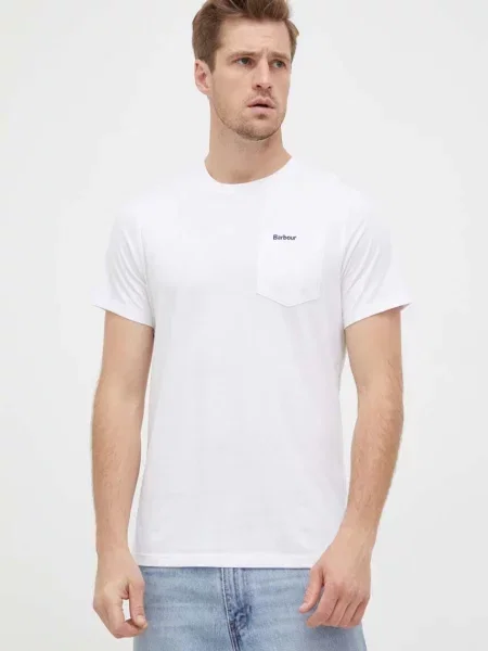 Barbour tricou din neted alb
