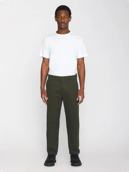 KnowledgeCotton Apparel Pantaloni eleganți Chuck închis verde