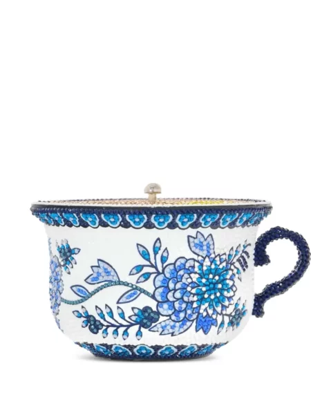 Geantă plic Judith Leiber cu model floral cu imagine alb