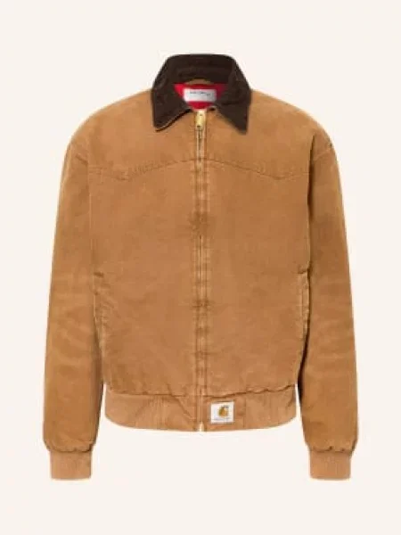 Kurtka z zamkiem błyskawicznym i detalem z logo Carhartt Work In Progress beżowa