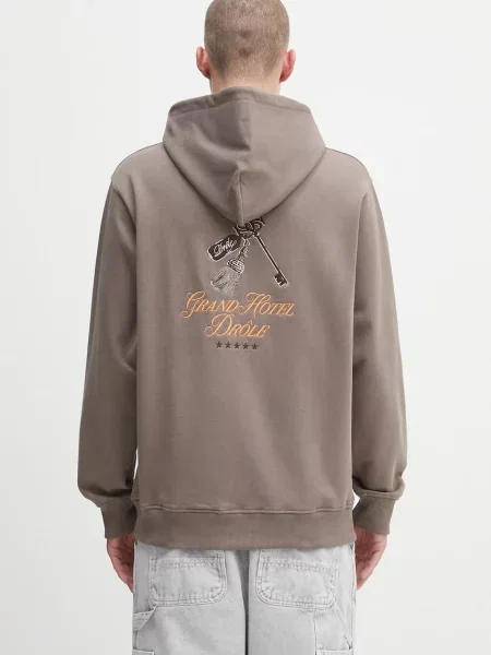 Drôle de Monsieur hanorac de Le Hoodie Grand HUtel cu glugă cu imprimeu maro