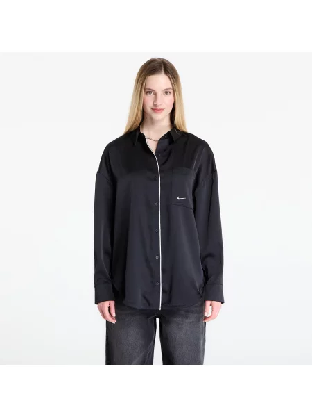 Атласна довга сорочка Nike чорна