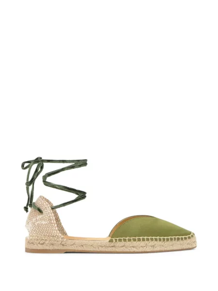 Espadrile Castaner cu șireturi din dantelă verde