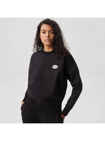 Lacoste Bluza Z Okrągłym Dekoltem Z Nadrukiem Regular Fit czarna
