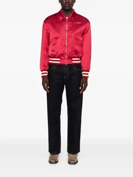 Geacă bomber Second/layer cu broderie din satin roșu