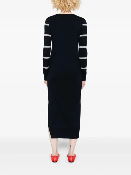Rochie midi Marc O'polo cu dungi cu decolteu rotund până la genunchi albastru