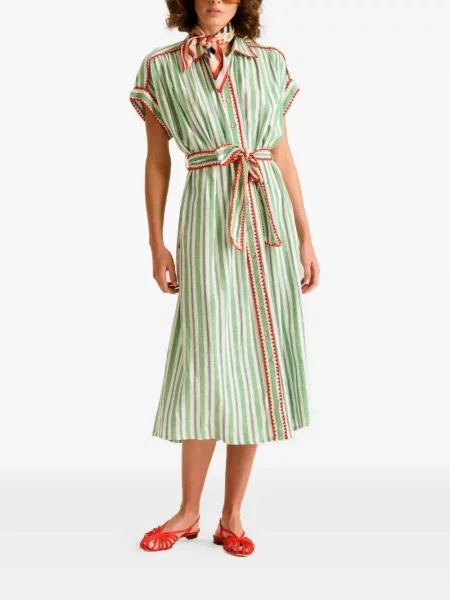 Rochie midi Carolina K cu dungi verde