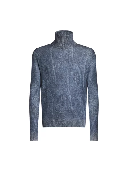 Golf Etro z kaszmiru z wzorem paisley niebieski