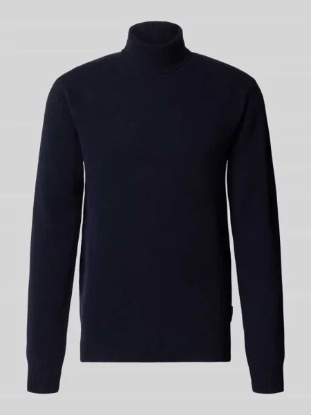 Sweter z dzianiny z golfem Casual Friday granatowy