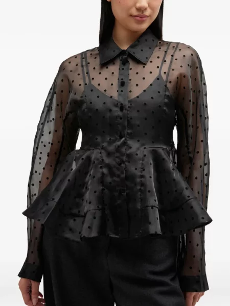 Cu peplum geacă Ganni cu buline negru