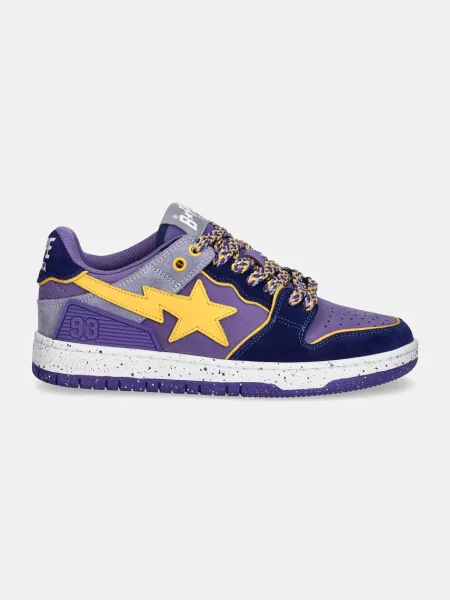 Δερμάτινα αθλητικά παπούτσια A Bathing Ape STA #4 μοβ μωβ