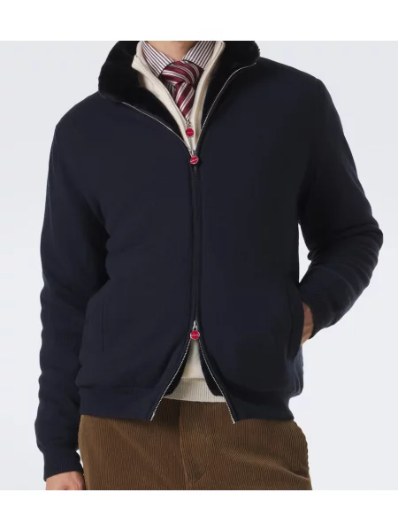 Cardigan Kiton din cașmir albastru
