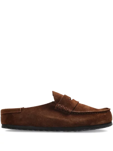 Papuci tip mules Birkenstock din piele de căprioară maro