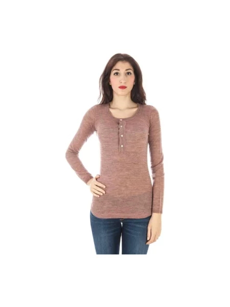 Sweter Fred Perry z długim rękawem wełniany różowy
