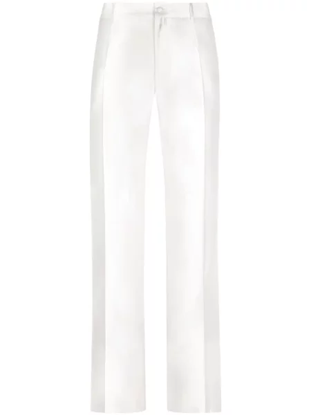 Pantaloni Dolce & Gabbana de mătase alb