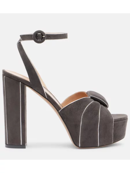 Sandale Gianvito Rossi din piele de căprioară cu platformă gri