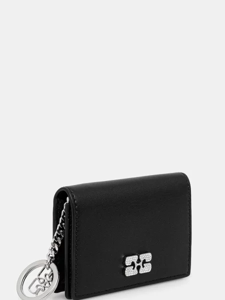GANNI portfel Flap Card Holder Strass czarny
