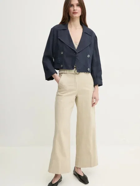 Лляний плащ Marella FLAVIO перехідний oversize синій