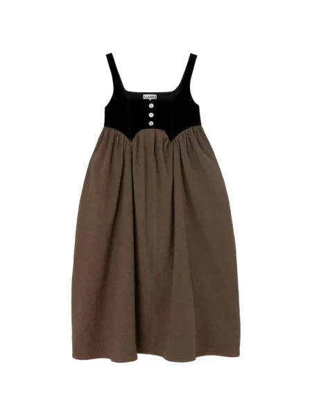 Rochie din denim Ganni maro