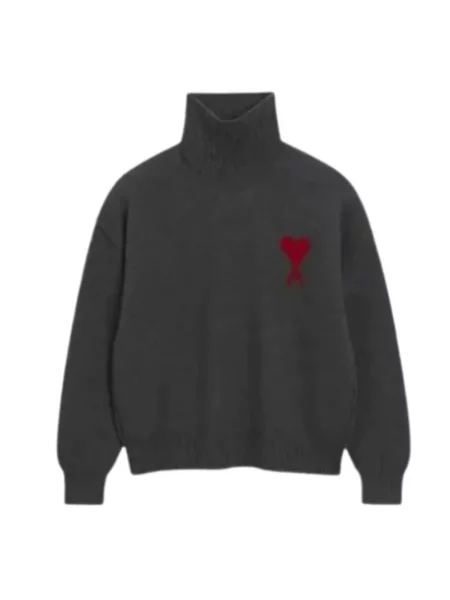 Sweter z golfem Ami Paris szary