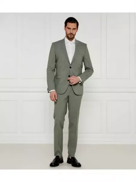 HUGO Gyapjú öltöny | Extra slim fit szürke