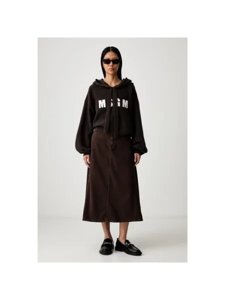 Bluza z kapturem Msgm wełniana z kapturem brązowa